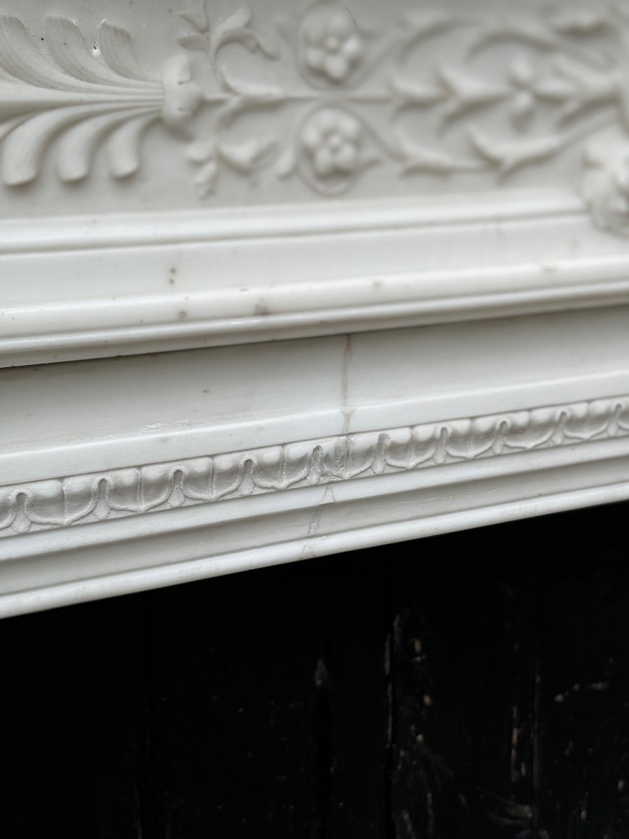 Louis XVI Style Fireplace In Statuary White Marble Circa 1880-photo-4