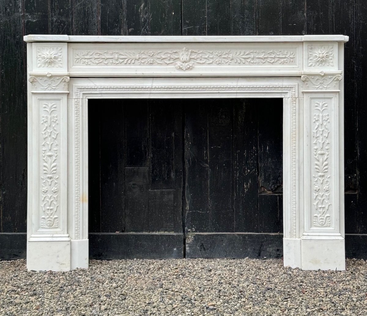 Louis XVI Style Fireplace In Statuary White Marble Circa 1880-photo-8