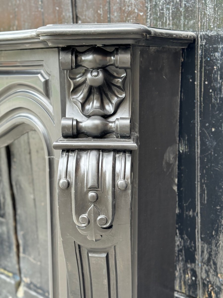 Napoleon III Fireplace In Black Belgian Or Black Mazy Marble, Circa 1880-photo-3