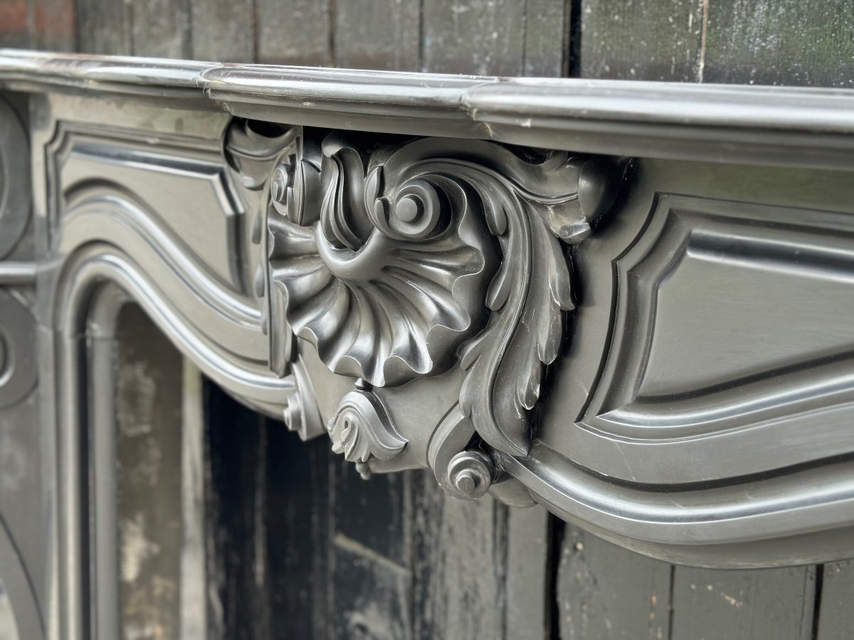 Napoleon III Fireplace In Black Belgian Or Black Mazy Marble, Circa 1880-photo-4