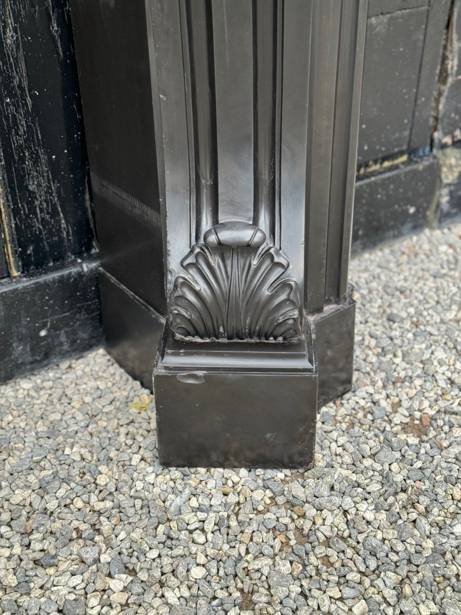 Napoleon III Fireplace In Black Belgian Or Black Mazy Marble, Circa 1880-photo-3