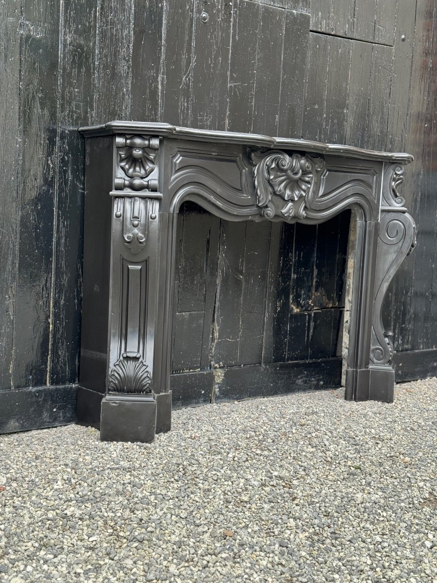 Napoleon III Fireplace In Black Belgian Or Black Mazy Marble, Circa 1880-photo-4