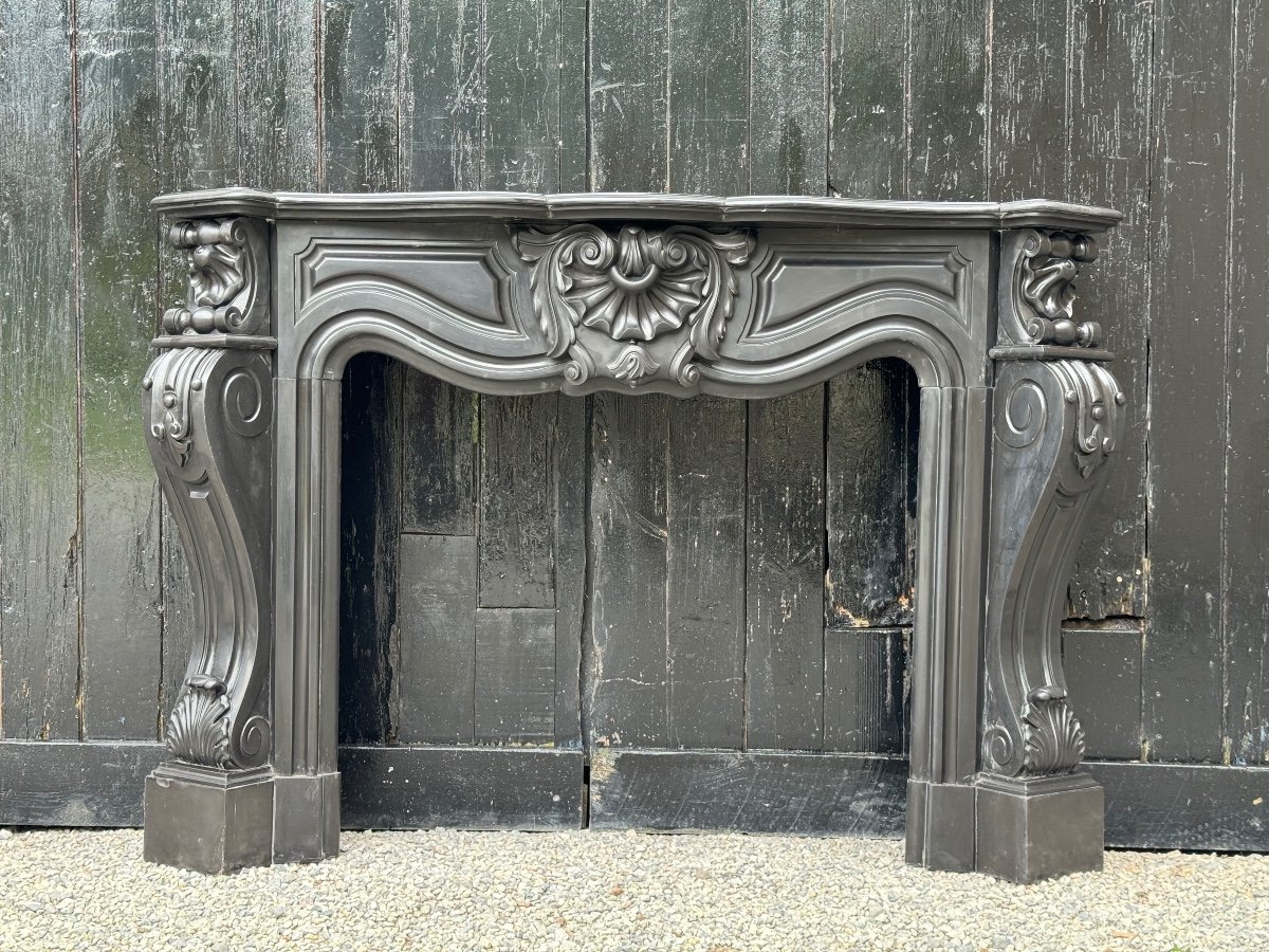 Napoleon III Fireplace In Black Belgian Or Black Mazy Marble, Circa 1880-photo-5