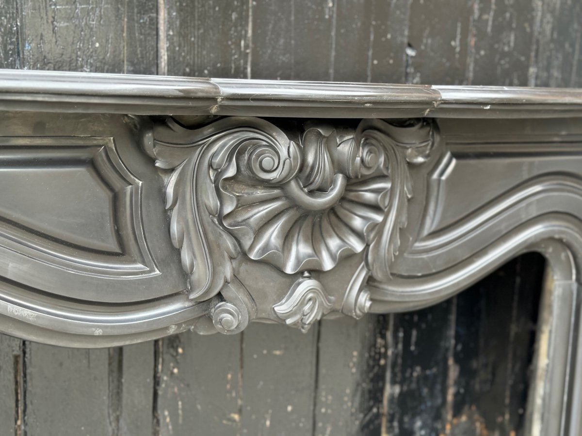 Napoleon III Fireplace In Black Belgian Or Black Mazy Marble, Circa 1880-photo-7