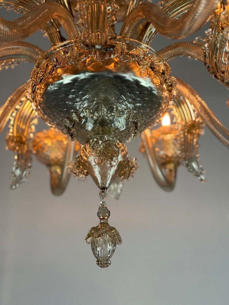 Venetian Chandelier In Bronze Murano Glass By Veronese Circa 1940-photo-1