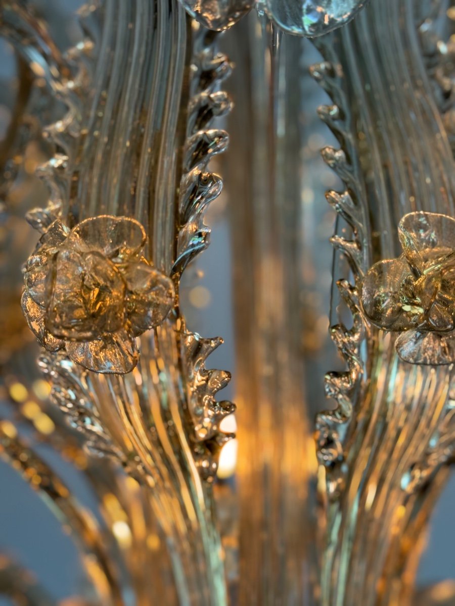 Venetian Chandelier In Bronze Murano Glass By Veronese Circa 1940-photo-7