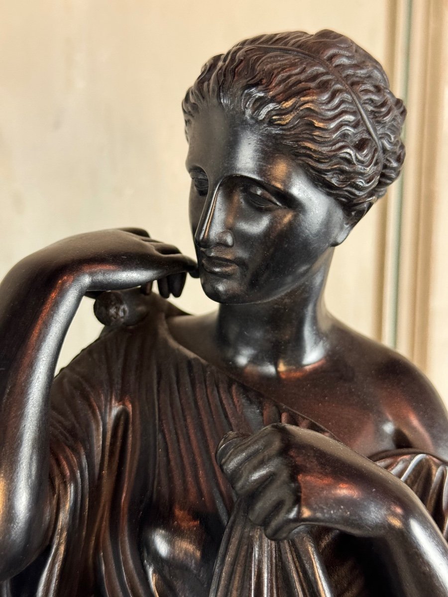 Diane De Gabies, Bronze After The Antique, Black Patina 19th Century-photo-6