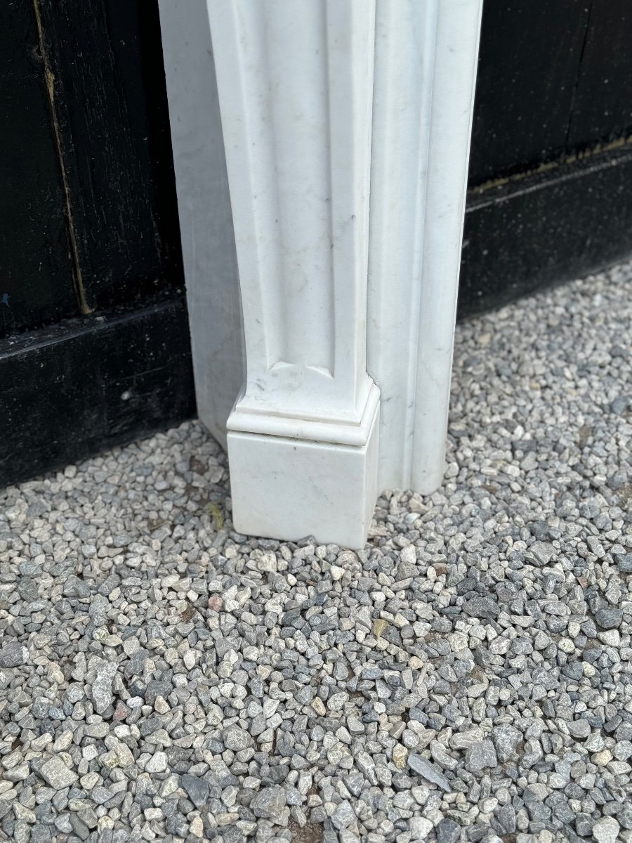 Louis XV Style Fireplace In White Carrara Marble, Circa 1980-photo-2