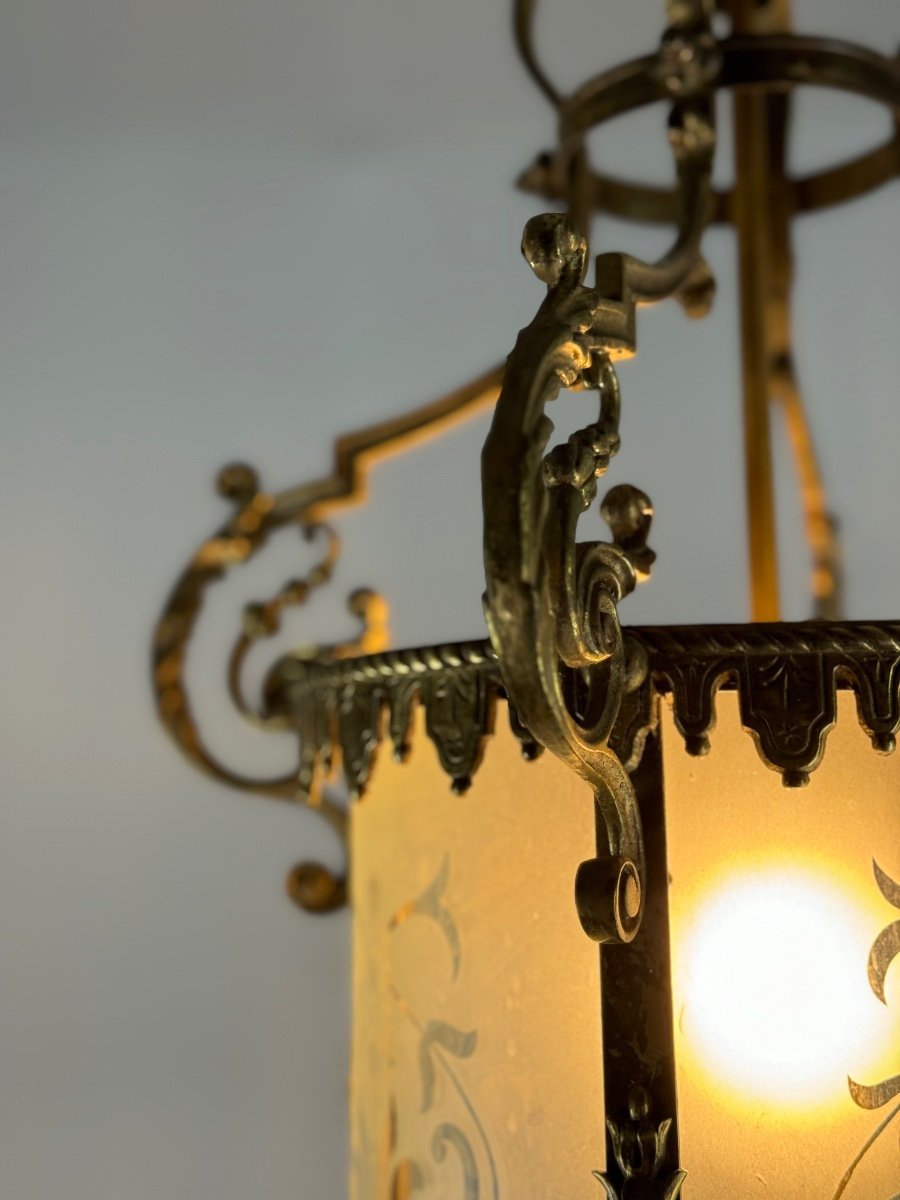 Napoleon III Style Bronze Lantern Circa 1900 -photo-3