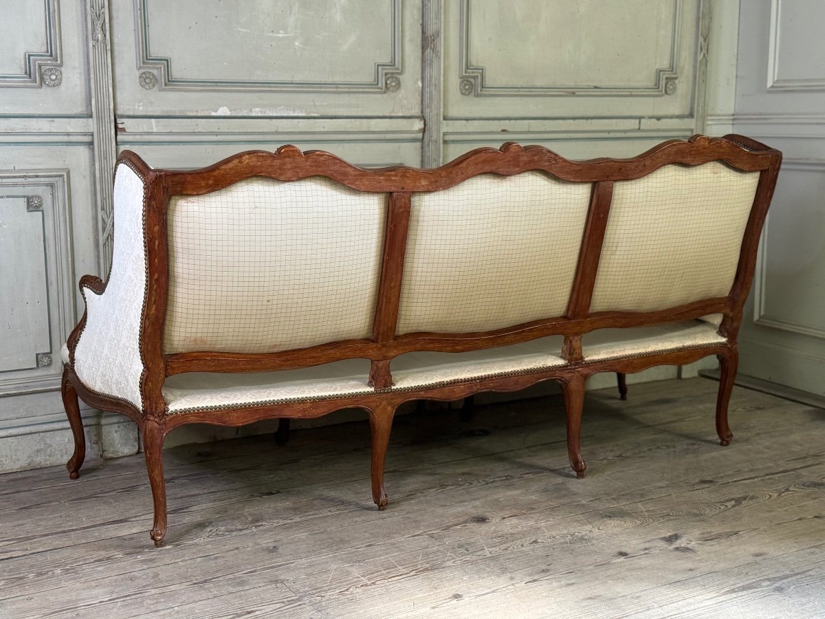 Louis XV Bench In Carved Wood, Stamped Saint Georges, 18th Century -photo-3