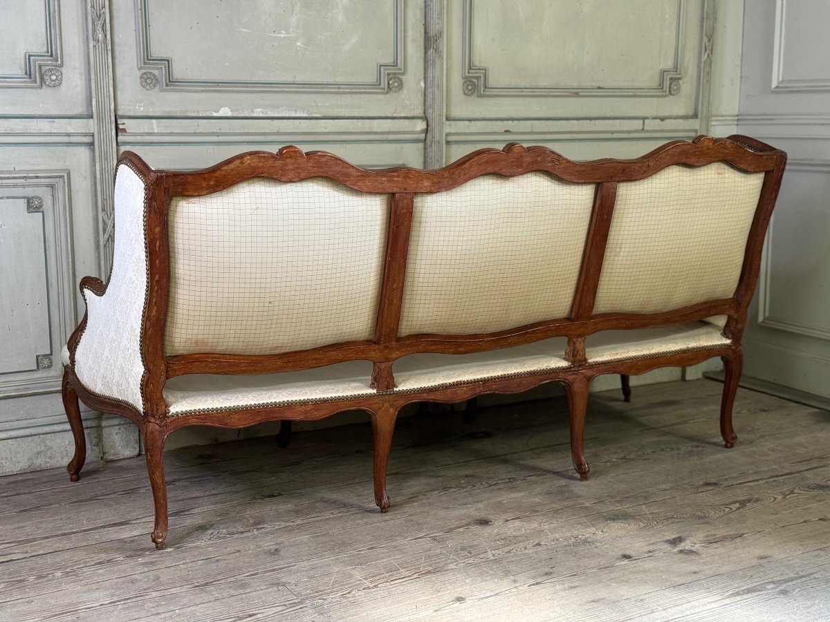 Banquette Louis XV En Bois Sculpté, Estampillé Saint Georges, XVIIIème Siècle -photo-3