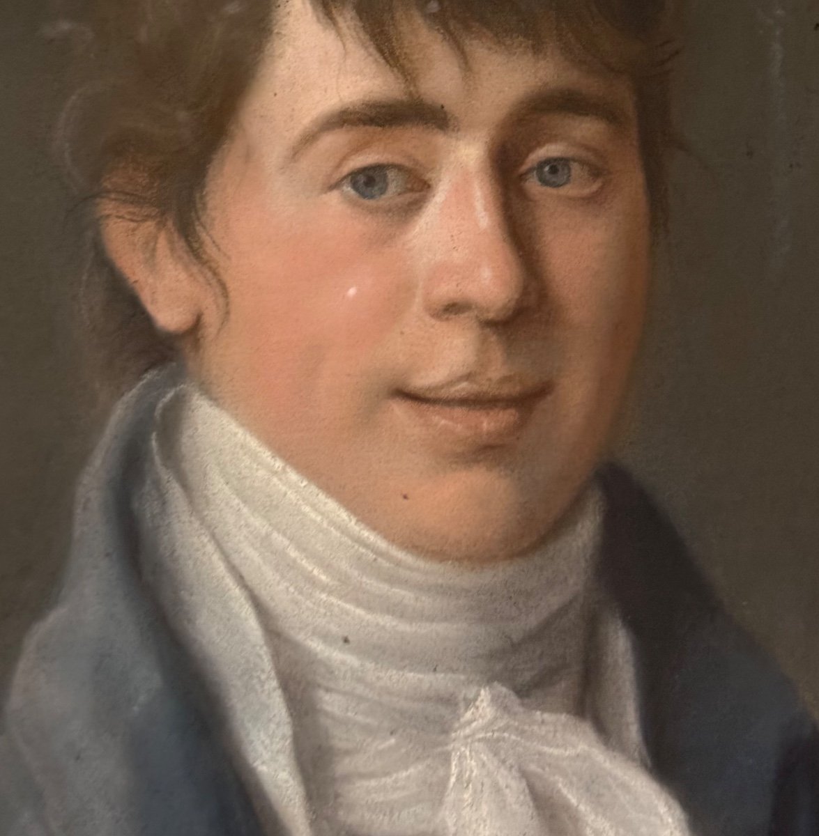 Portrait Masculin, Pastel Dans Son Cadre, Vers 1800-photo-1