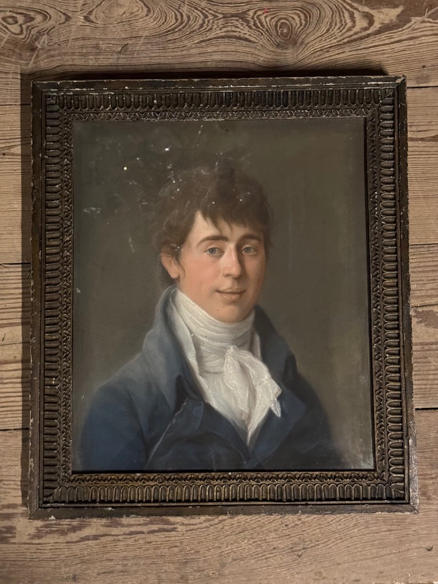 Portrait Masculin, Pastel Dans Son Cadre, Vers 1800-photo-4