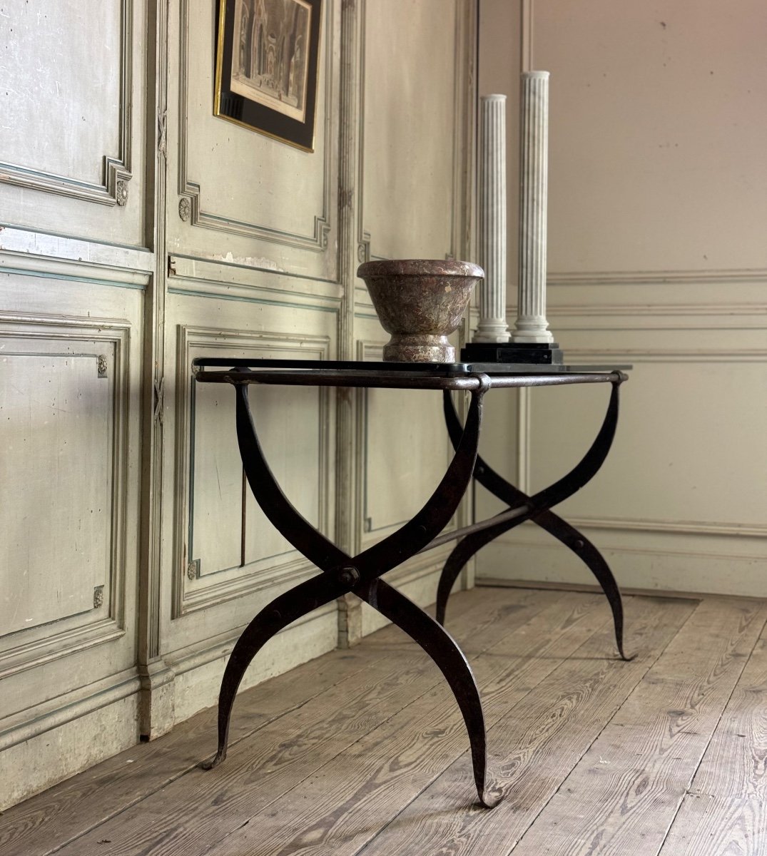 Wrought Iron Workshop Table Circa 1900