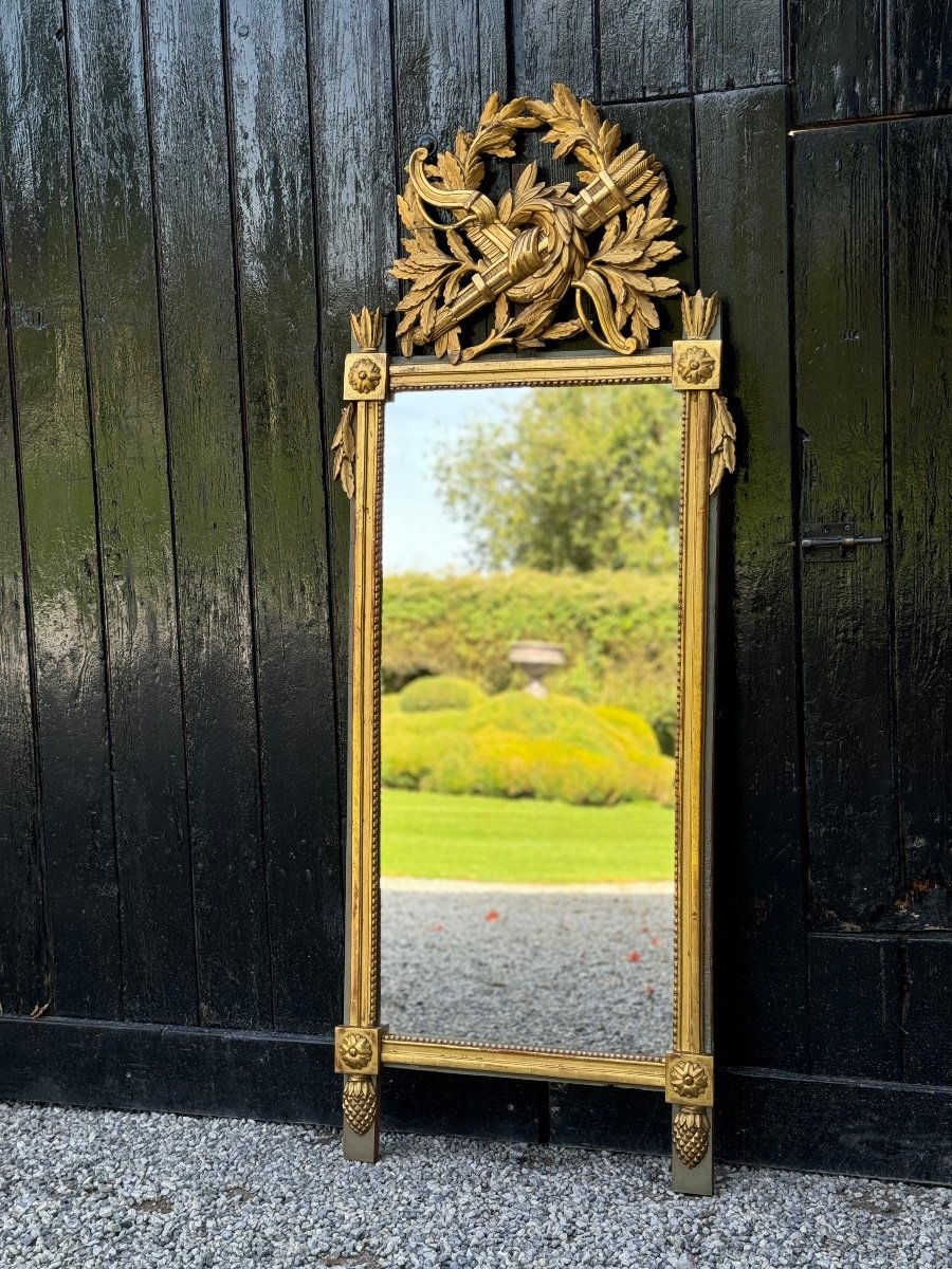 Louis XVI Mirror Between Two In Carved And Gilded Wood, End Of The 18th Century-photo-4