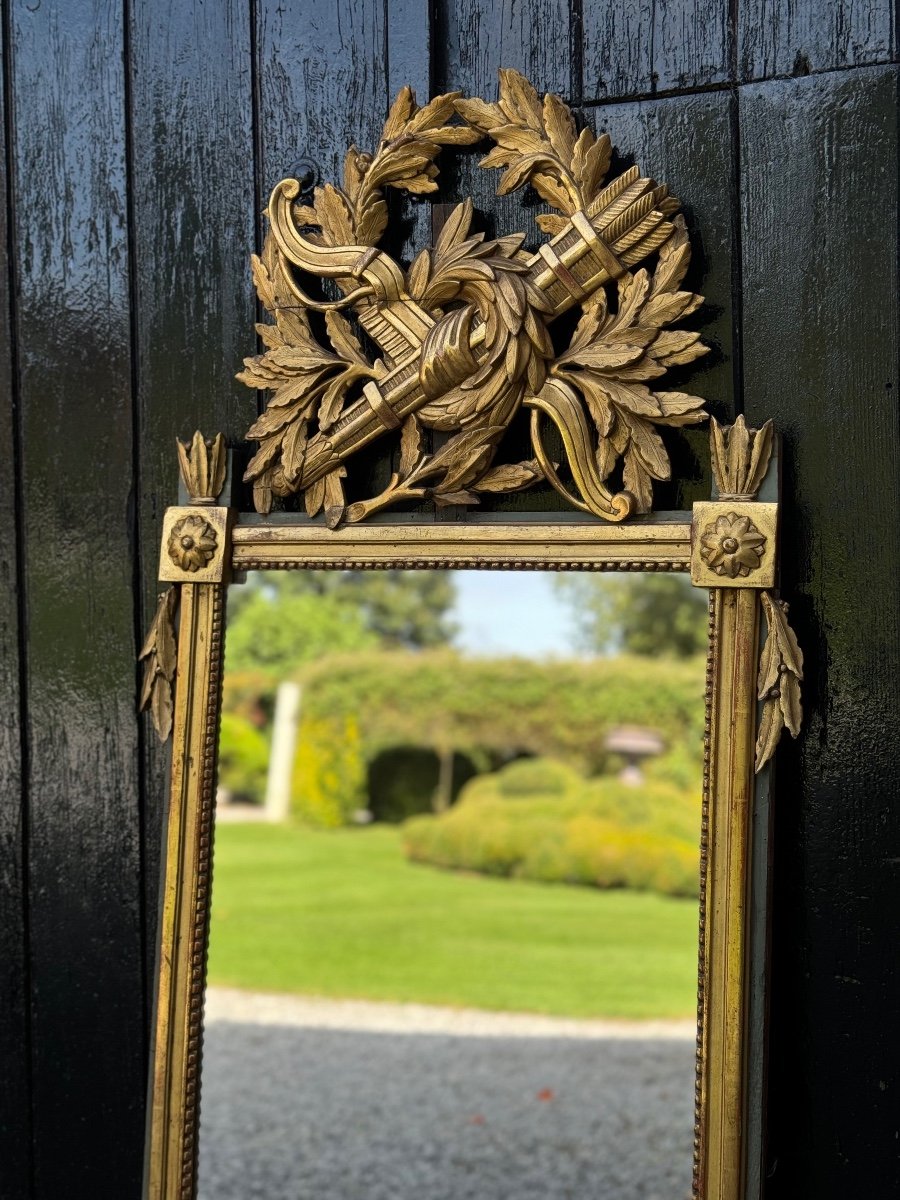 Louis XVI Mirror Between Two In Carved And Gilded Wood, End Of The 18th Century-photo-6