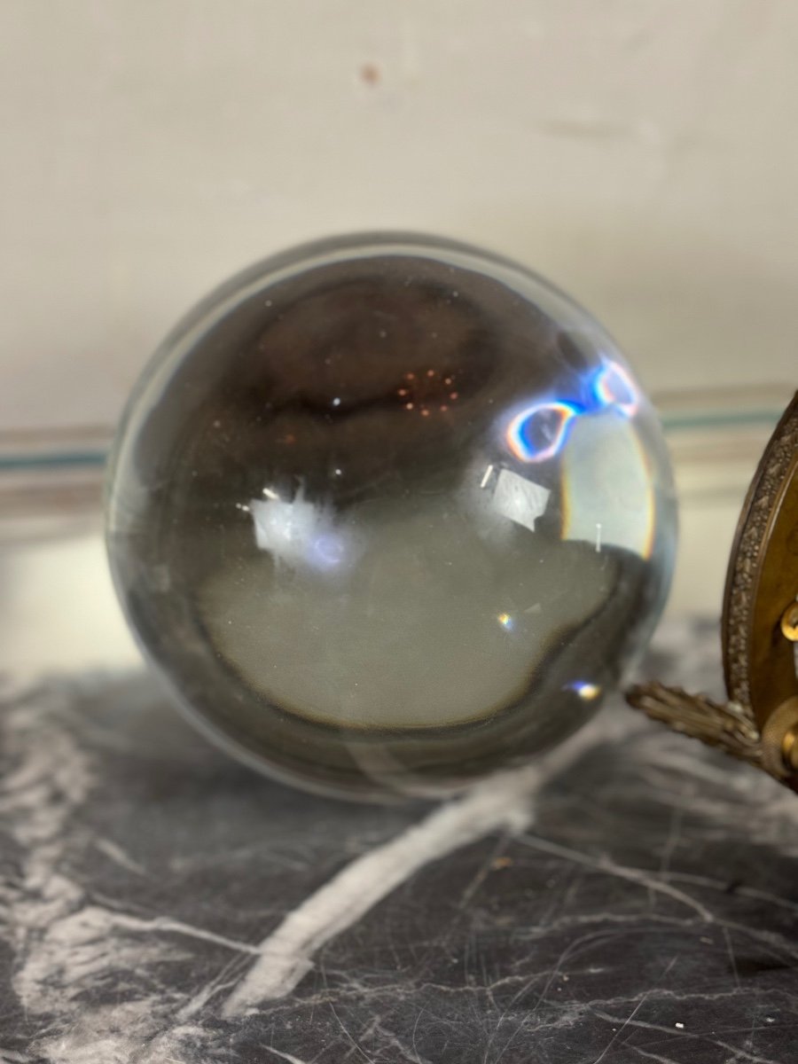 "genuine" Crystal Ball On A Bronze Tripod Circa 1880-photo-3