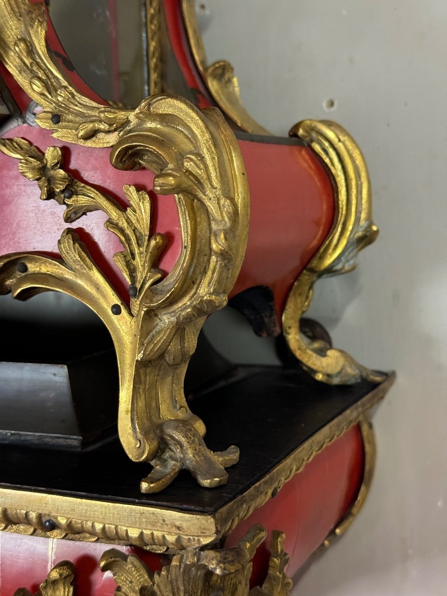 Louis XV Wall Clock And Console In Red Horn, Movement By Bailly l'Aîné, Paris -photo-8