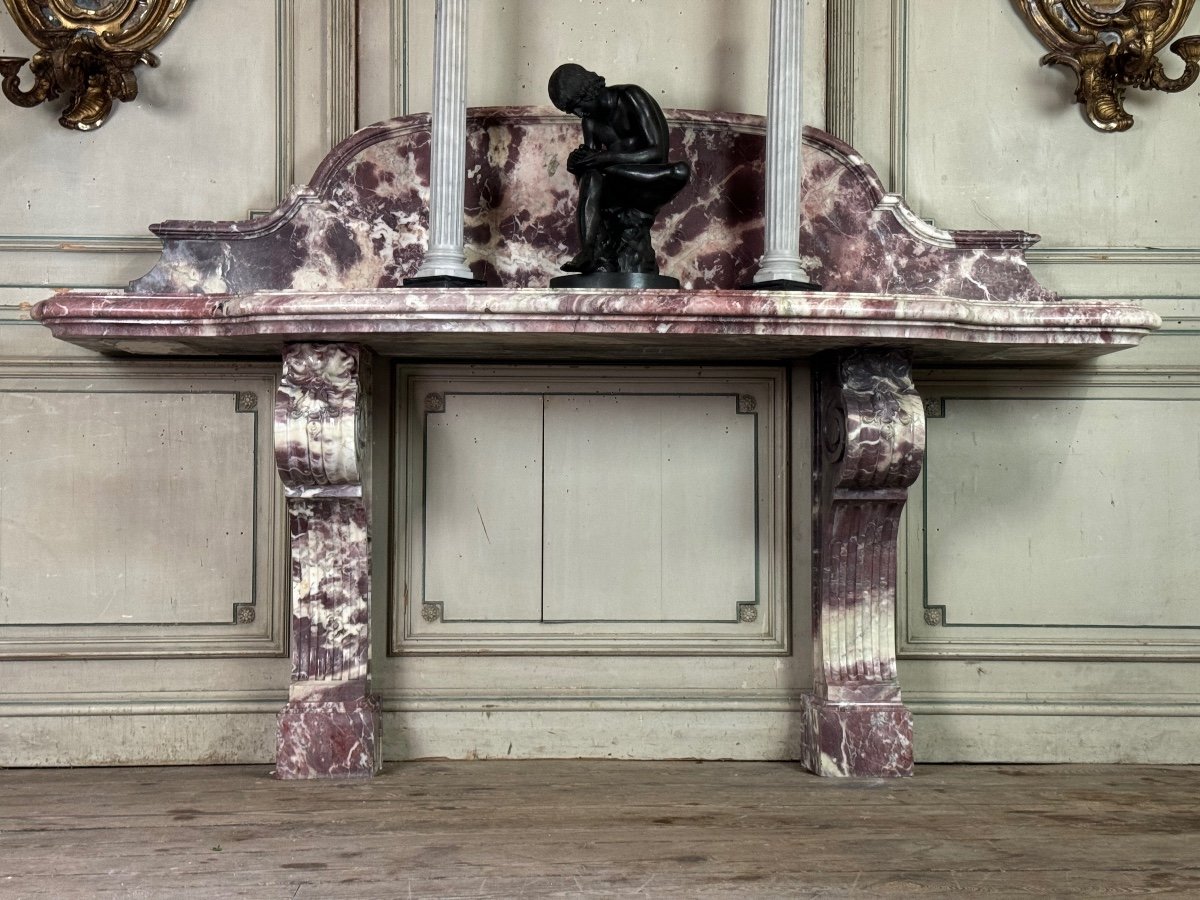 Monumental Console En Marbre Fleurs De Pêcher, France Vers 1880-photo-8