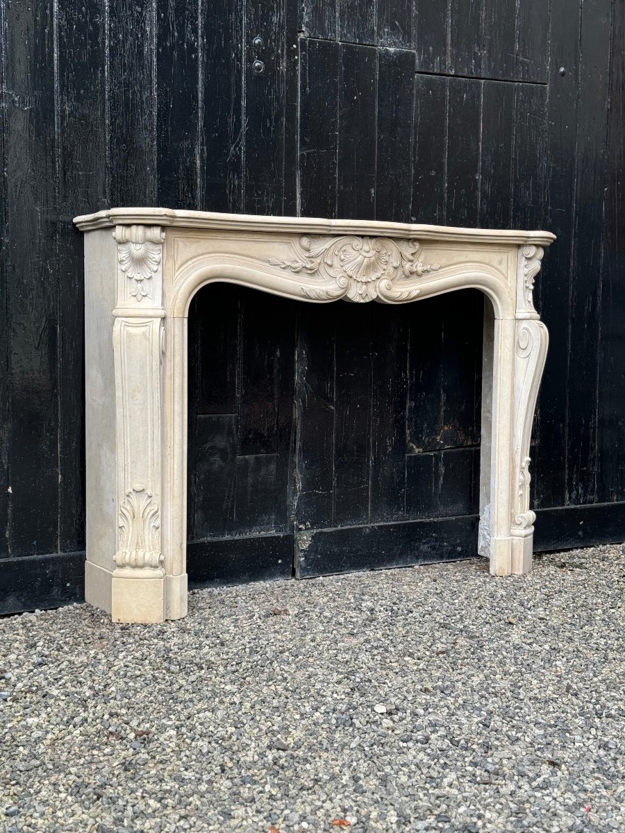 Louis XV Style Fireplace In Limestone Circa 1900-photo-5