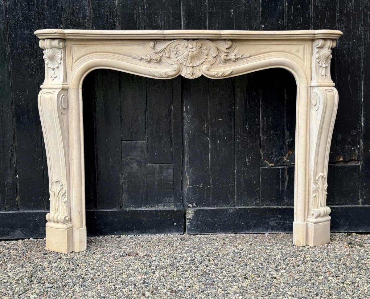 Louis XV Style Fireplace In Limestone Circa 1900-photo-7