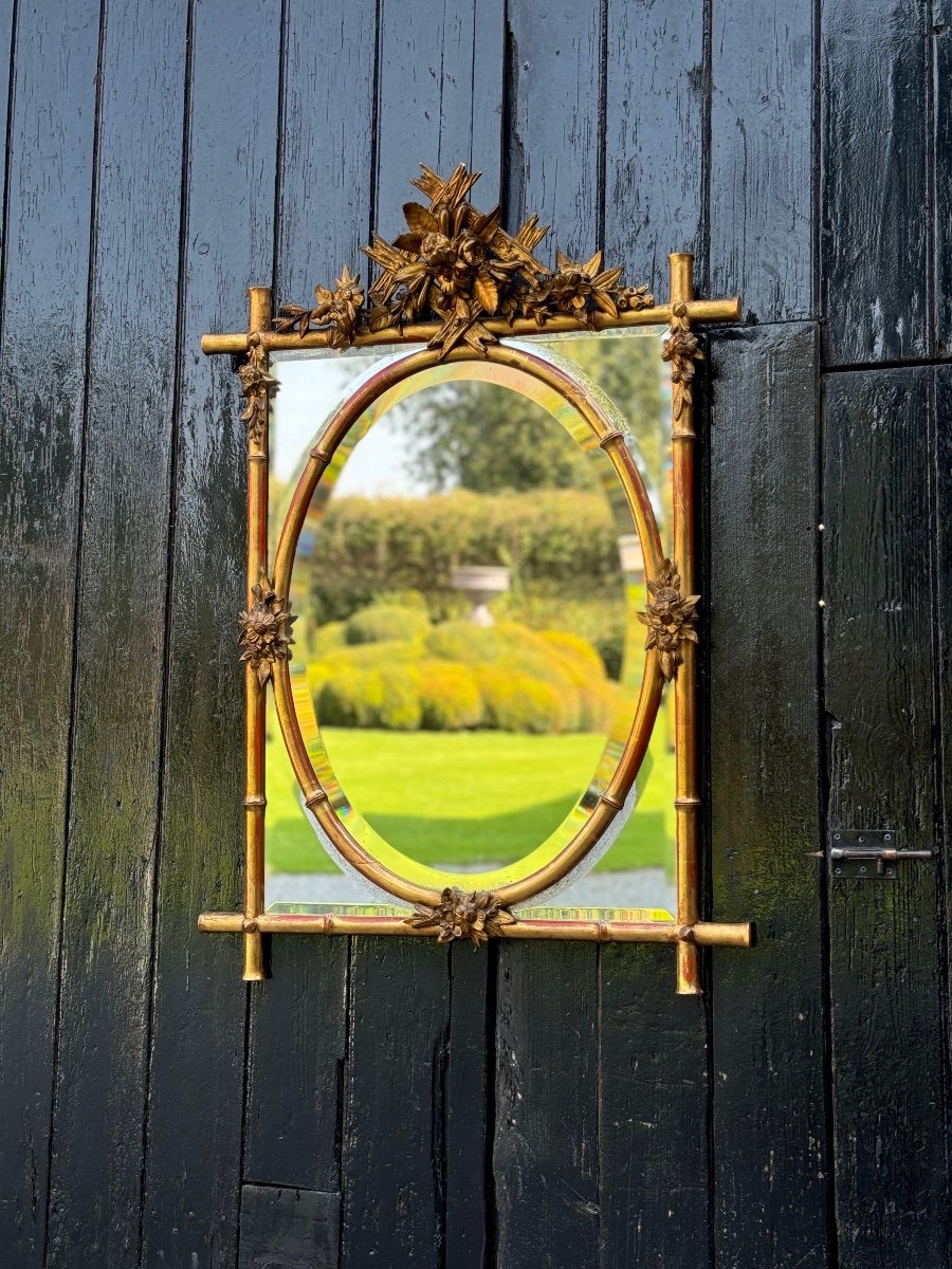 Napoleon III Mirror In Carved And Gilded Wood, Beveled Glass Circa 1880-photo-4