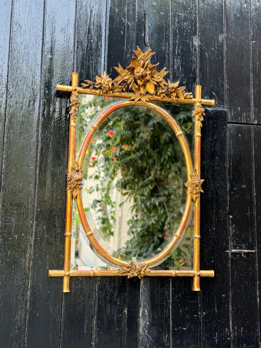 Napoleon III Mirror In Carved And Gilded Wood, Beveled Glass Circa 1880-photo-6