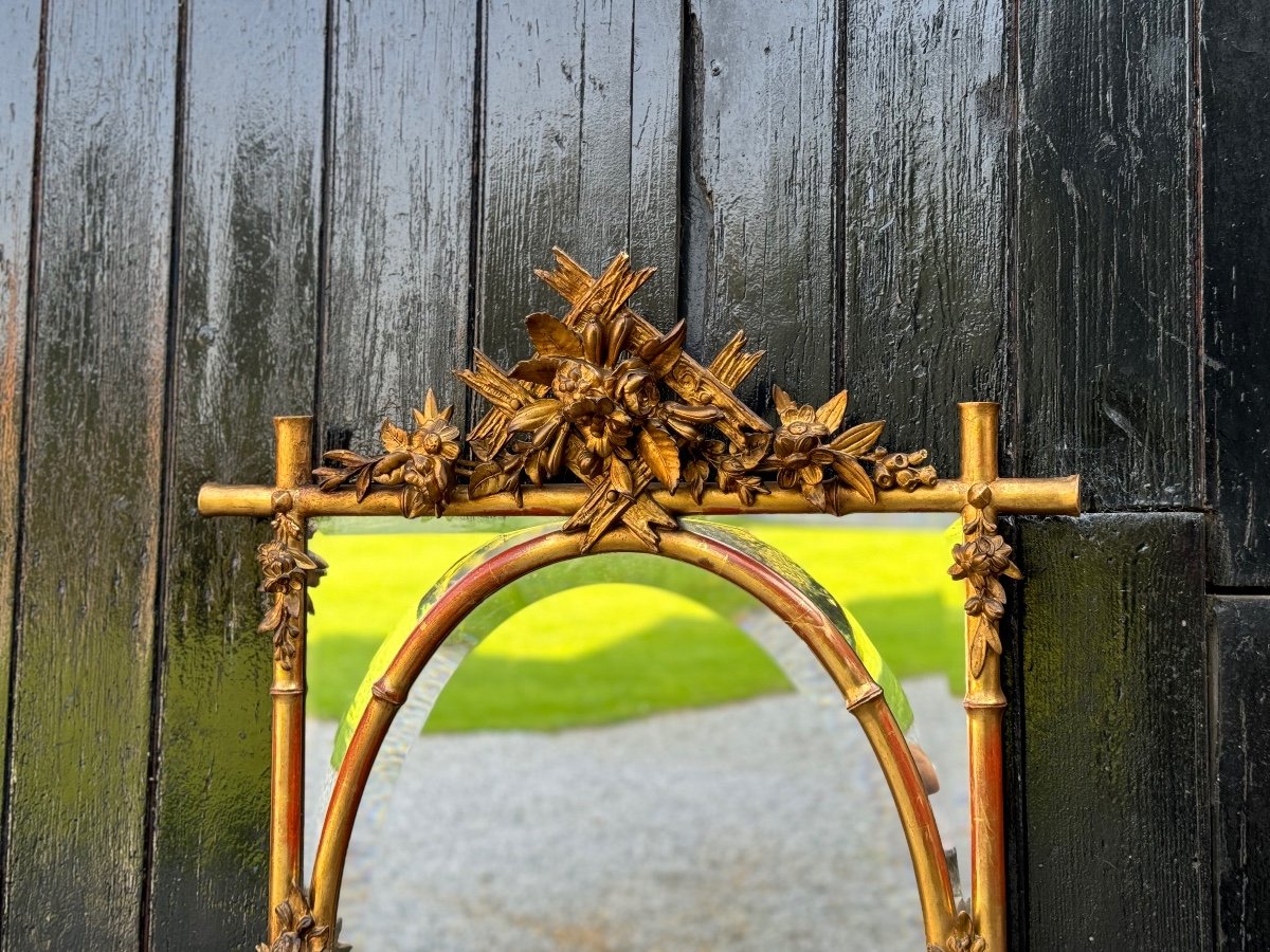 Napoleon III Mirror In Carved And Gilded Wood, Beveled Glass Circa 1880-photo-7