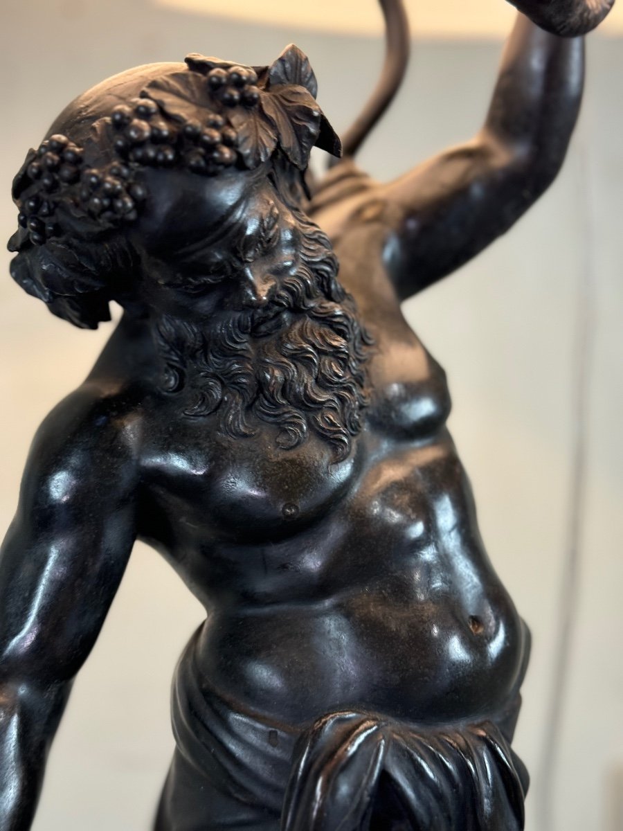 Drunken Silenus, Bronze After The Antique Mounted As A Lamp, 19th Century-photo-2