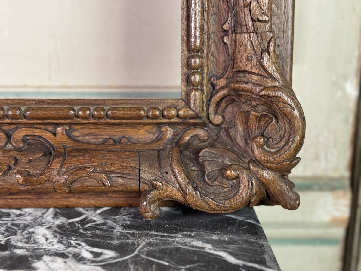  Regence Frame In Carved Oak, 18th Century -photo-2