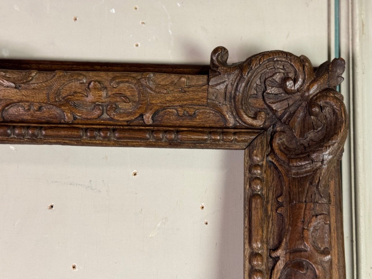  Regence Frame In Carved Oak, 18th Century -photo-4