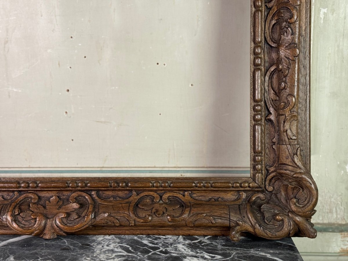  Regence Frame In Carved Oak, 18th Century -photo-3