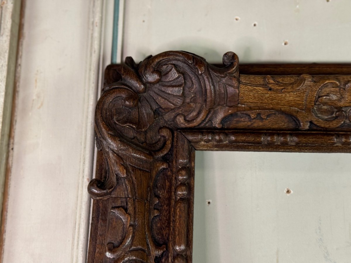  Regence Frame In Carved Oak, 18th Century -photo-7