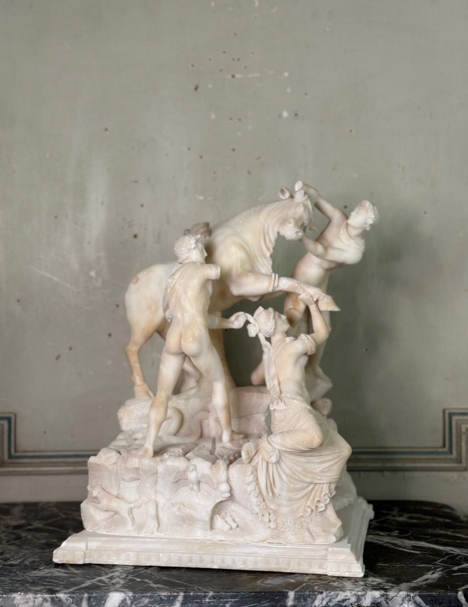 Alabaster Sculpture Representing The Farnese Bull, 19th Century -photo-2