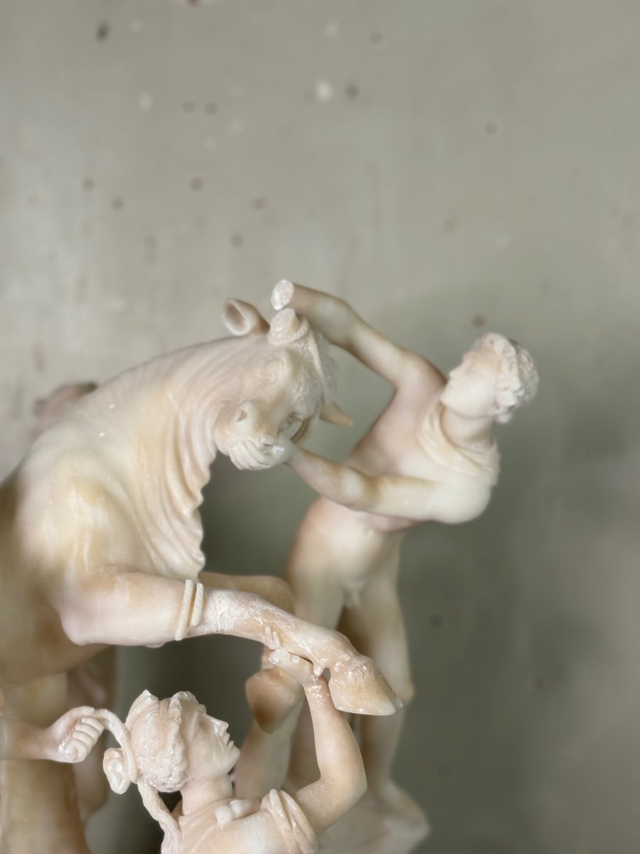 Alabaster Sculpture Representing The Farnese Bull, 19th Century -photo-3