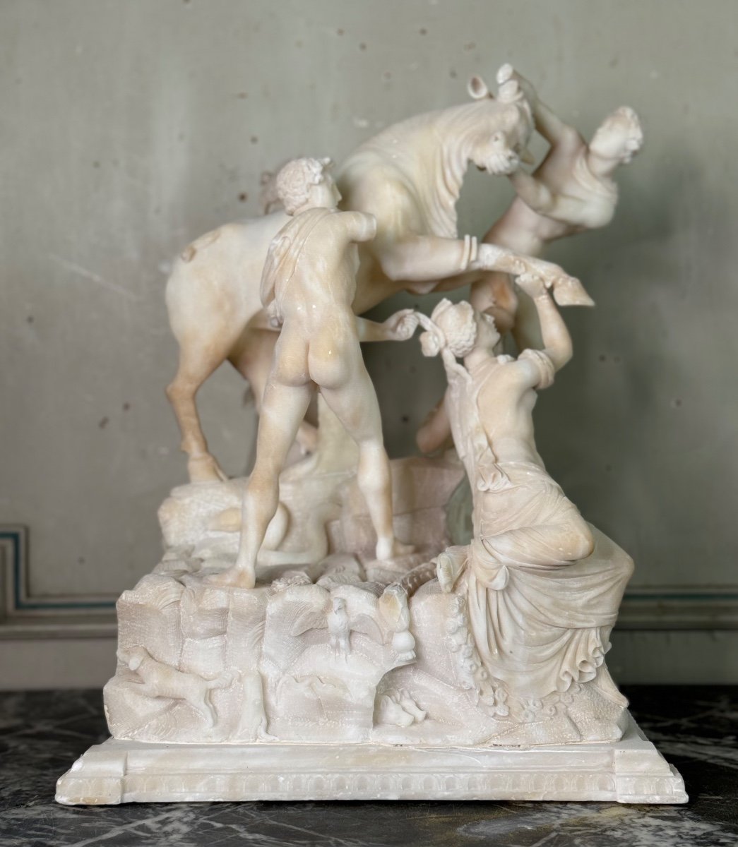 Alabaster Sculpture Representing The Farnese Bull, 19th Century -photo-4