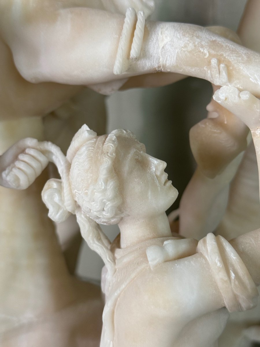 Alabaster Sculpture Representing The Farnese Bull, 19th Century -photo-1