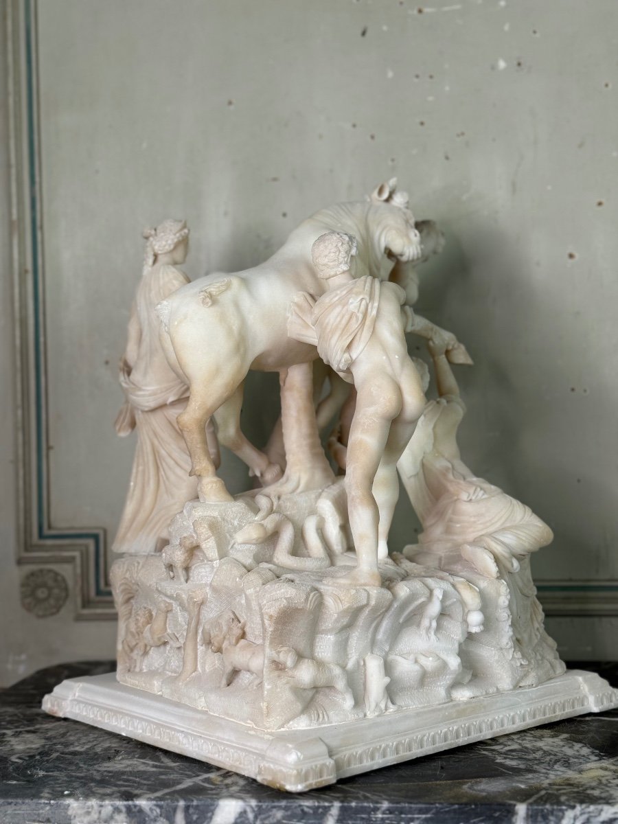 Alabaster Sculpture Representing The Farnese Bull, 19th Century -photo-6