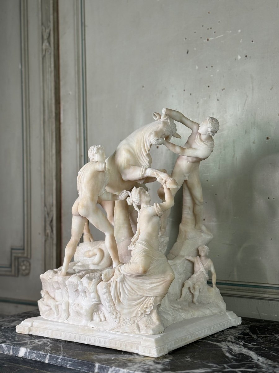 Alabaster Sculpture Representing The Farnese Bull, 19th Century -photo-7