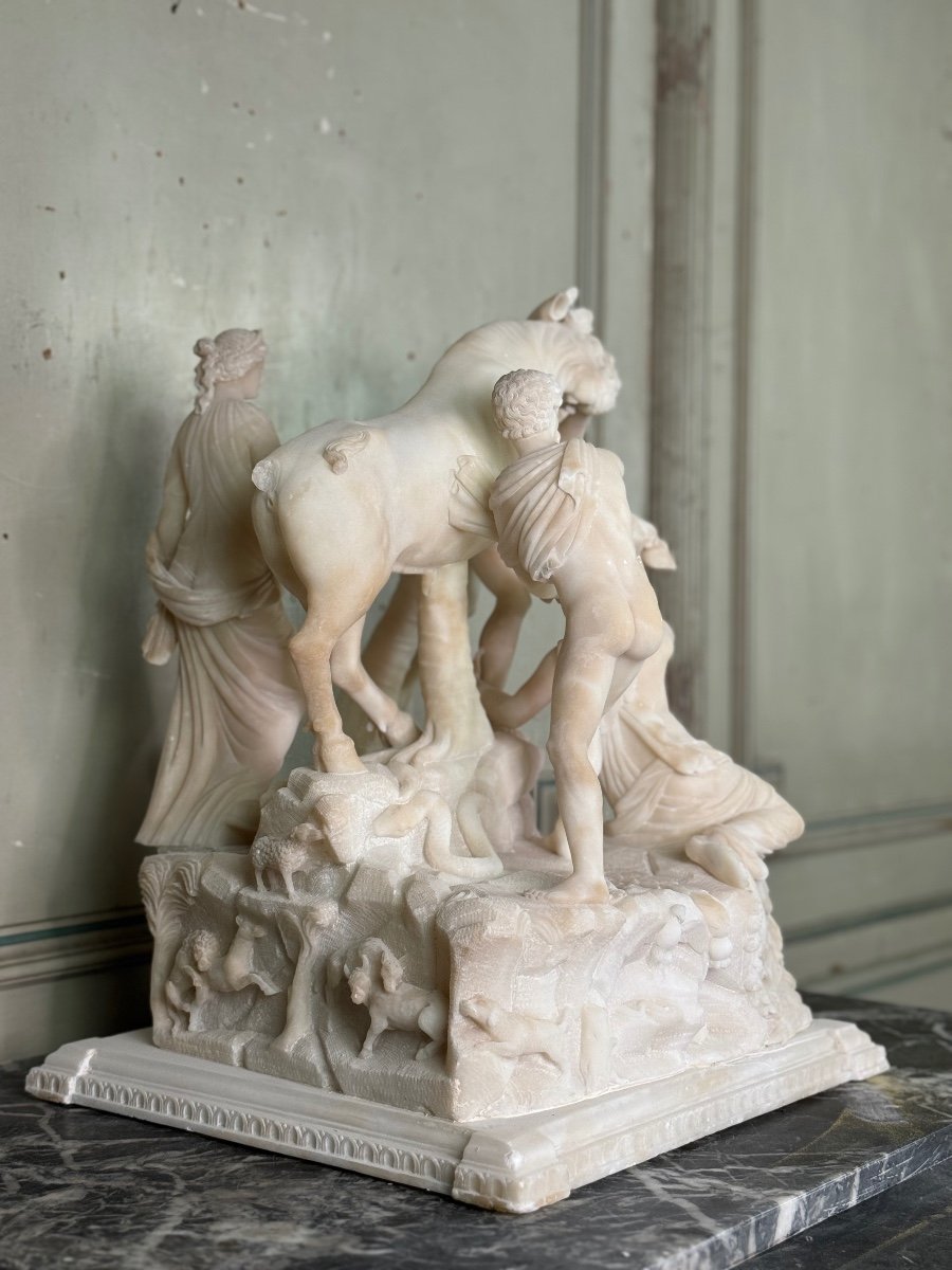 Alabaster Sculpture Representing The Farnese Bull, 19th Century -photo-8