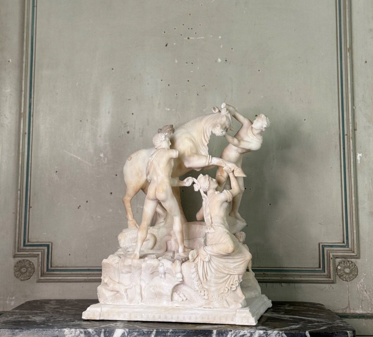 Alabaster Sculpture Representing The Farnese Bull, 19th Century 