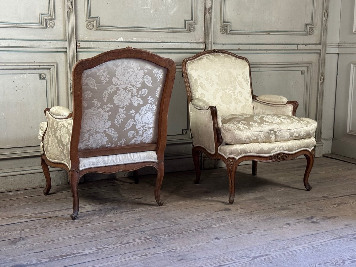 Paire De Grandes Bergères Louis XV Estampillée Nicolas Quinibert Foliot , Paris XVIIIème Siècle-photo-3