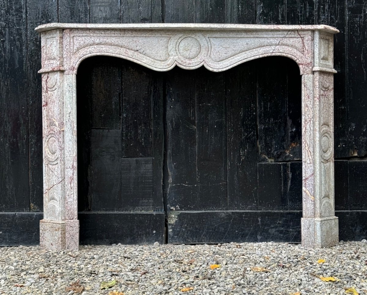 Louis XV Pompadour Style Fireplace In Pink Marble Circa 1900-photo-3