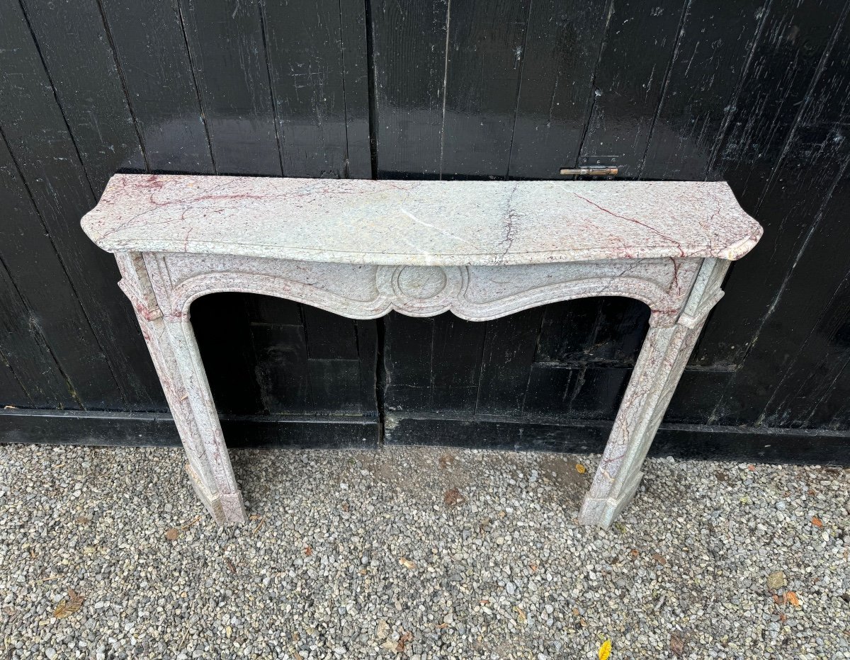 Louis XV Pompadour Style Fireplace In Pink Marble Circa 1900-photo-2