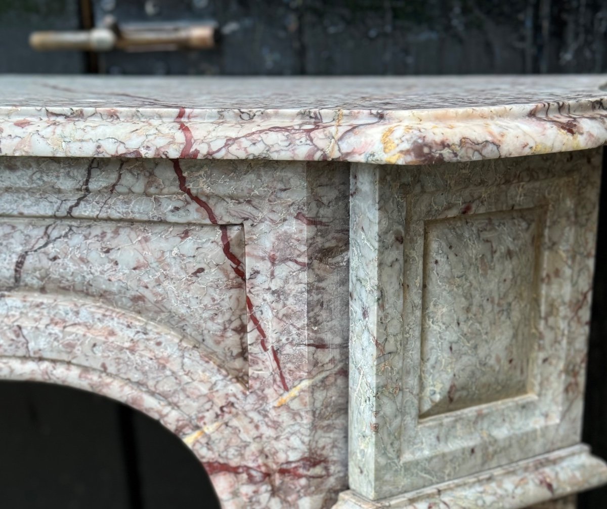 Louis XV Pompadour Style Fireplace In Pink Marble Circa 1900-photo-4