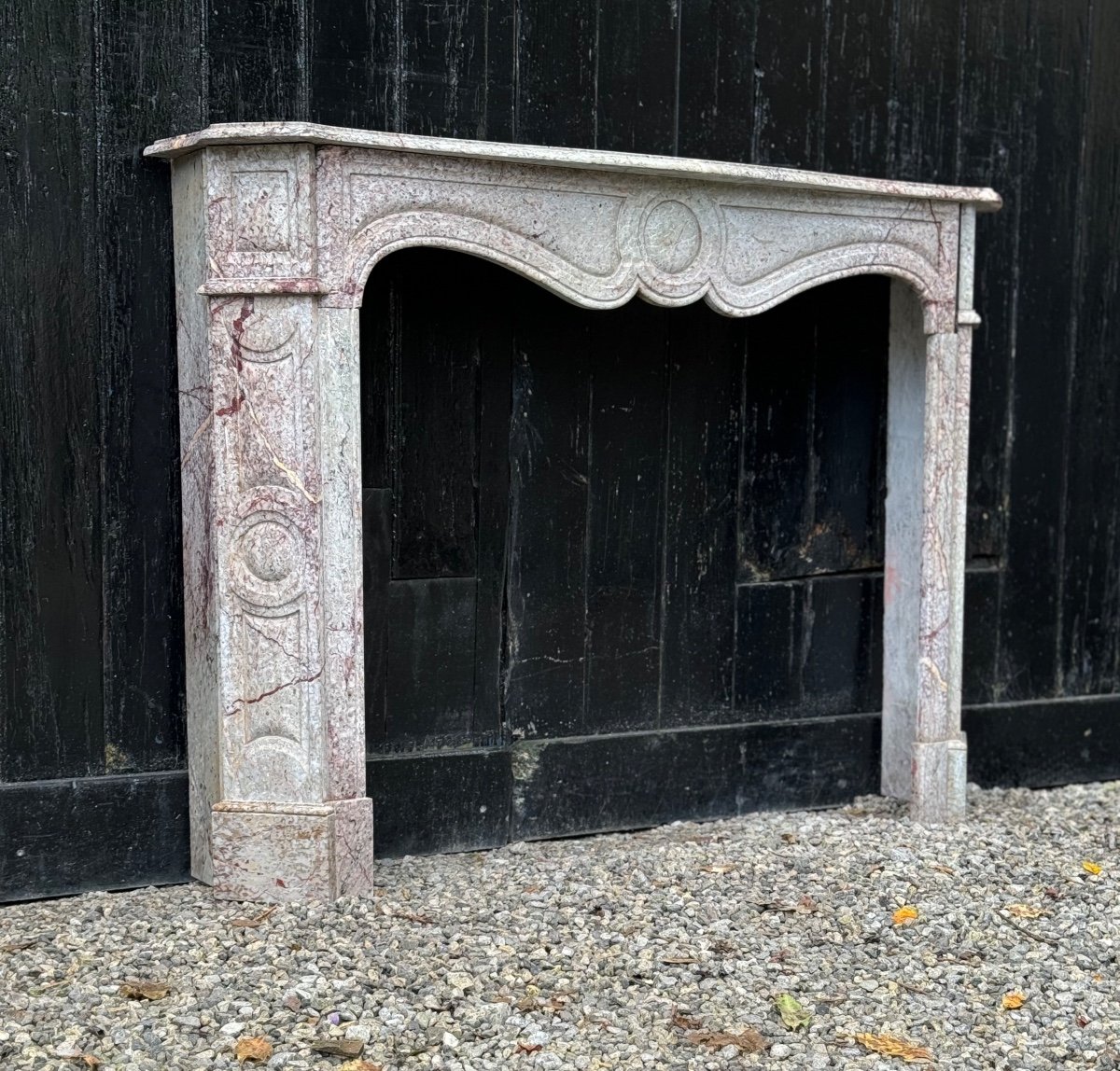 Louis XV Pompadour Style Fireplace In Pink Marble Circa 1900