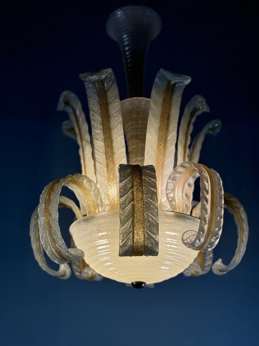 Venetian Murano Glass Chandelier By Barovier Circa 1940 -photo-3