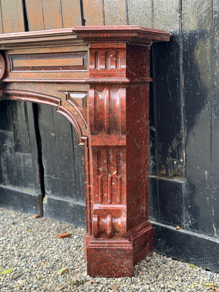 Napoleon III Fireplace In Red Griotte Marble Circa 1880 -photo-1