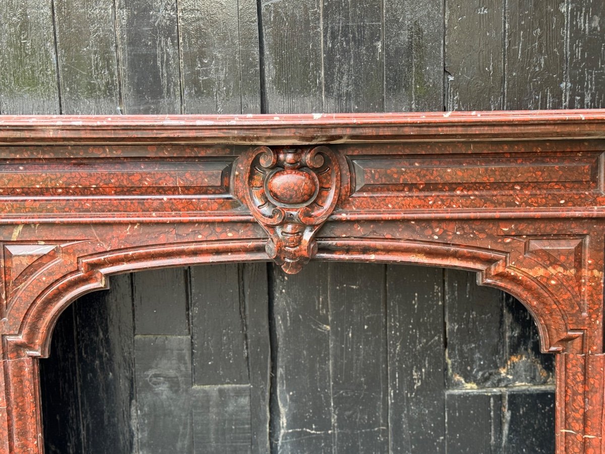 Napoleon III Fireplace In Red Griotte Marble Circa 1880 -photo-3