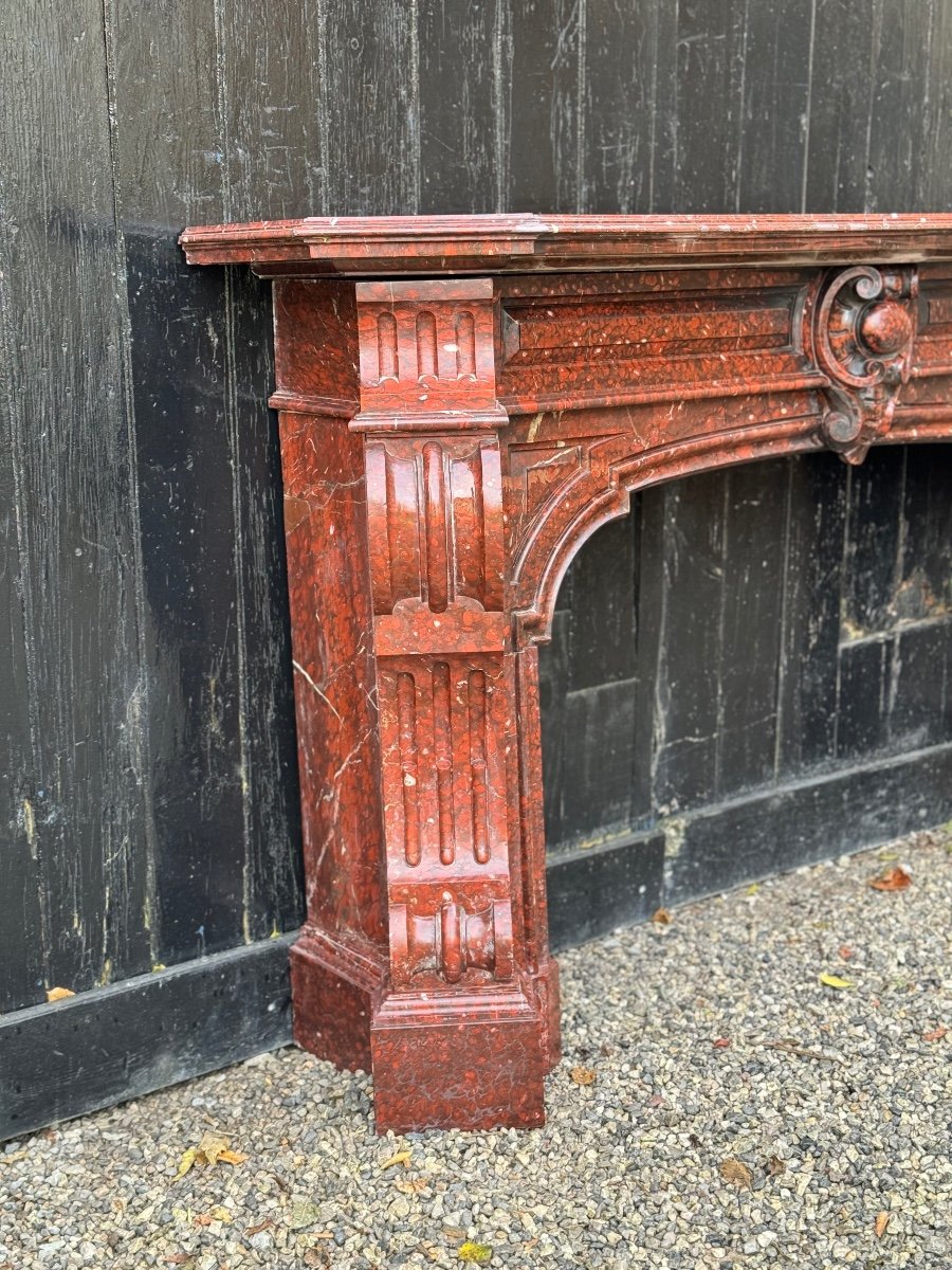 Napoleon III Fireplace In Red Griotte Marble Circa 1880 -photo-5